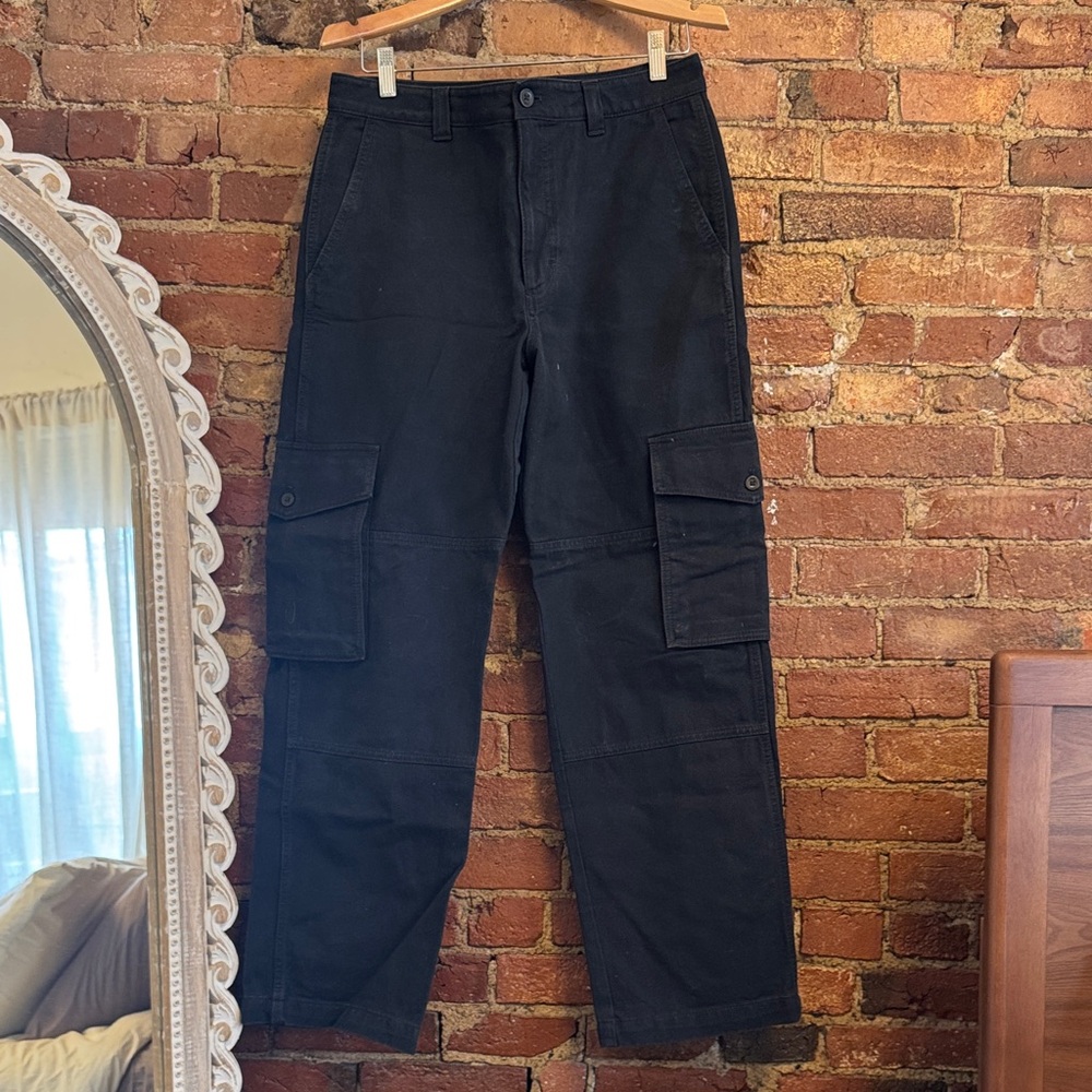 TNA Women's Black Wide Leg Straight Cargo Pants